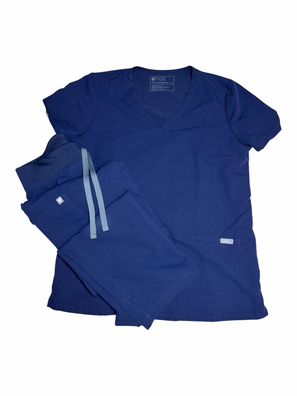 FIGS Technical Collection Blue Solid Scrub Set Top S & Pants XS Women Navy